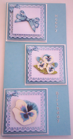 Pansy on Butterfly Lace 8 x 8 Quick Card Topper by Lorraine Appleby