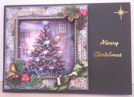 How My Tree Looks Holly Square Card Front and Frame by Lorraine Appleby