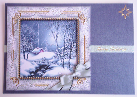 Blue Winter Walk Ornate Square Card Front and Frame by Lorraine Appleby