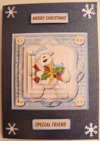 Candy Polar Bear Christmas Pyramid Stacker Card Front by Lorraine Appleby