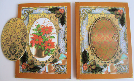 Poinsettia Holly A5 Locket Card Front by Lorraine Appleby
