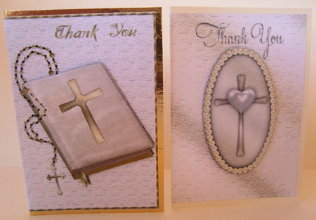 Bible, Rosary and Pearl Heart Religious Thank You Notelets by Lorraine Appleby