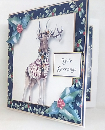Christmas Holly Watercolour - Stag by Louisa Price