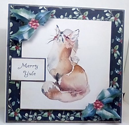 Christmas Holly Watercolour - Fox by Louisa Price