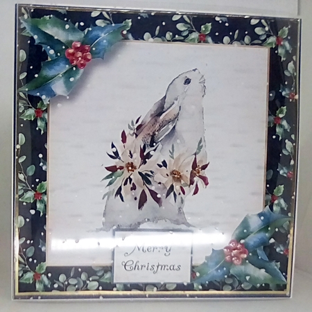 Christmas Holly Watercolour - Arctic Hare 8x8 by Louisa Price