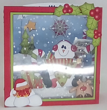 3D Christmas Diorama Shadow Box Card Mini Kit - Snowman Rio has an Xmas Tree by Louisa Price