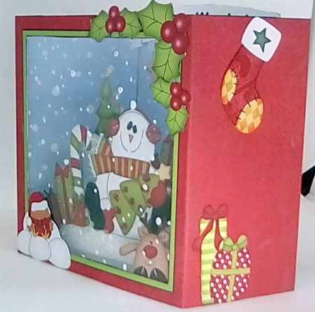 3D Christmas Diorama Shadow Box Card Mini Kit - Snowman Rio has an Xmas Tree by Louisa Price