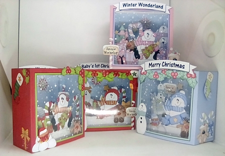 3D Christmas Diorama Shadow Box Card Mini Kit - Snowman Rio has an Xmas Tree by Louisa Price