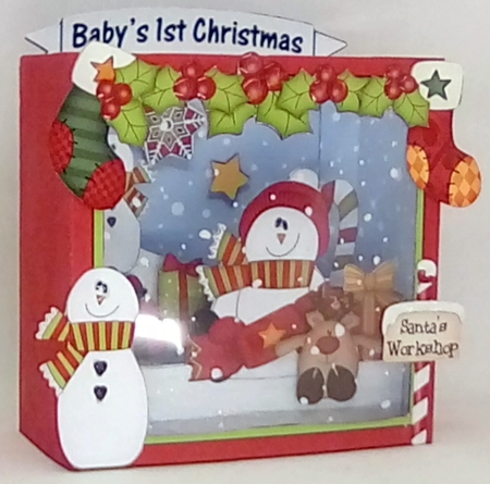 3D Christmas Diorama Shadow Box Card Mini Kit - Snowman Rio has an Xmas Cracker by Louisa Price