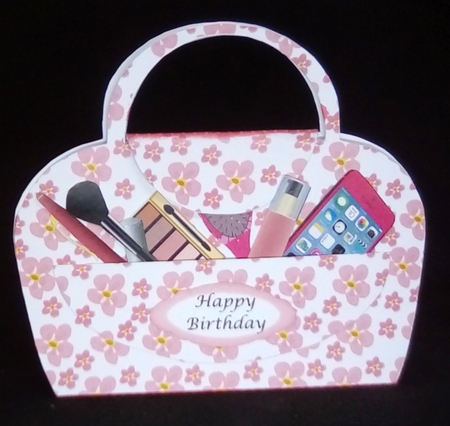 Handbag card 8 with accessories by Louisa Price