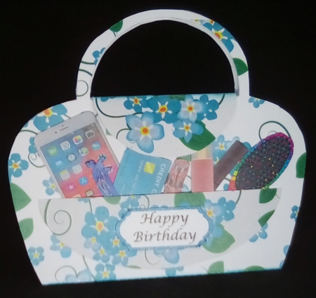 Handbag card 11 with accessories by Louisa Price