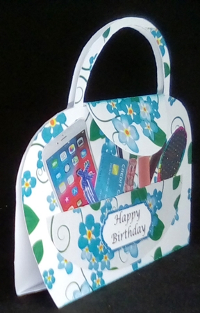 Handbag card 11 with accessories by Louisa Price