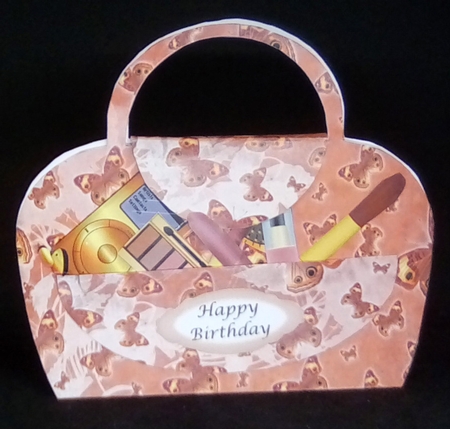 Handbag card 12 with accessories by Louisa Price