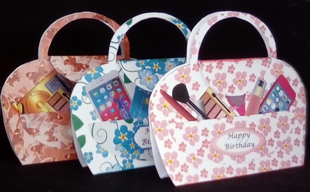 Handbag card 12 with accessories by Louisa Price