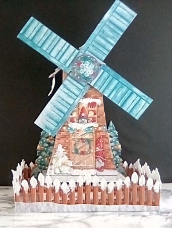 Driving Gnome for Christmas 3d Windmill Decoration by Louisa Price