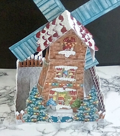 Driving Gnome for Christmas 3d Windmill Decoration by Louisa Price