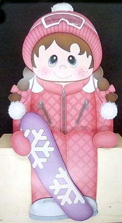 3D On the Shelf Card Kit - Winter Sports Little Snowboarder Jaida is Shreddin The Gnar by Louisa Price
