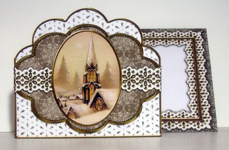 Snow Steeple Anglaise Scallop 3D Decoupage Card Kit by Louisa Price