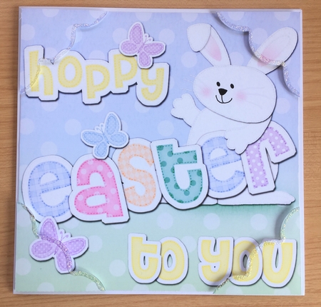 8x8 Hoppy Easter to You Easter Bunny Boy Felties Topper by Louise Burke