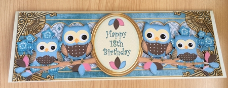 Blue Owls 18th Birthday Large Dl Decoupage Step by Step by Louise Burke
