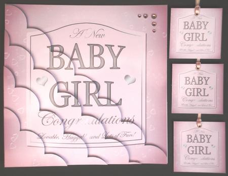 8 x 8 Baby Girl Pink Champers Scalloped Corner Kit by Louise Burke