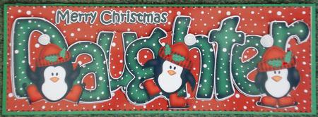 Large Dl Xmas Daughter with Penguins Quick Card 3D Decoupage by Louise Burke