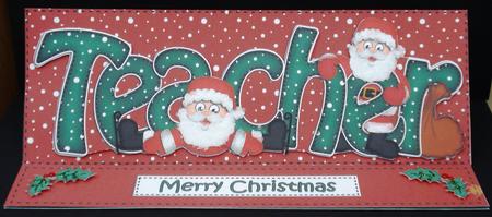Large Dl Christmas Teacher Santa Easel Card Kit by Louise Burke