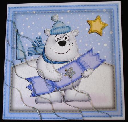 Xmas Polar Bear's Cracker Wavy Corner Side Stacker by Louise Burke