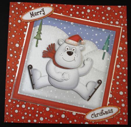 Xmas Ben Polar Bear Quick Card N 3D Decoupage by Louise Burke