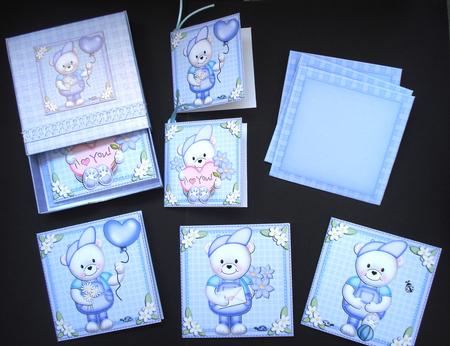 3D Top Drawer Teddy Ed Notelet Cards Bumper Kit by Louise Burke