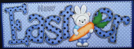 Large Dl Easter Teddy Quick Card N 3D Decoupage by Louise Burke