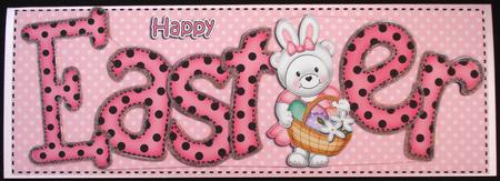 Large Dl Easter Teddy Quick Card N 3D Decoupage by Louise Burke