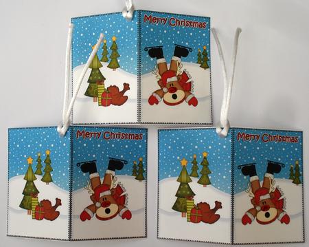 Oops Rudolph Christmas Gift Tags by Louise Burke
