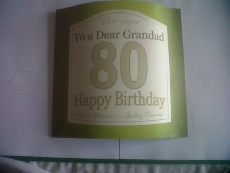 8 x 8 80th Birthday Grandad Champagne Label Scalloped Corner by Louise Darwin