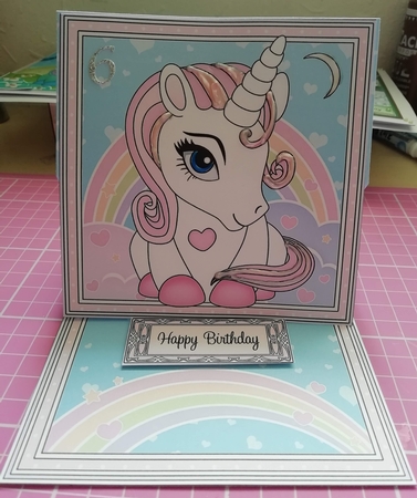 3D Easel Card Mini Kit - Cute Little Unicorn by Louise Fenton