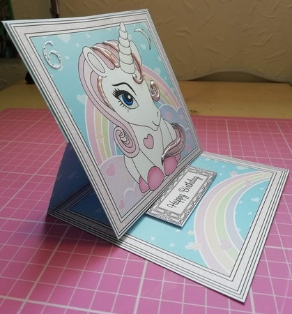 3D Easel Card Mini Kit - Cute Little Unicorn by Louise Fenton