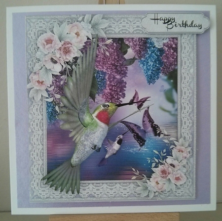 Beautiful Humming Bird and Pink Roses  by Louise Fenton