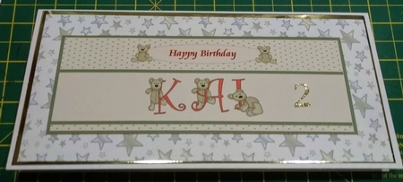 Teddy bear DL name card (Kai). by Louise Fenton