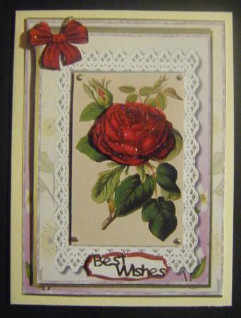 A4 Beautiful Roses on Battenburge Lace  by Louise Fenton