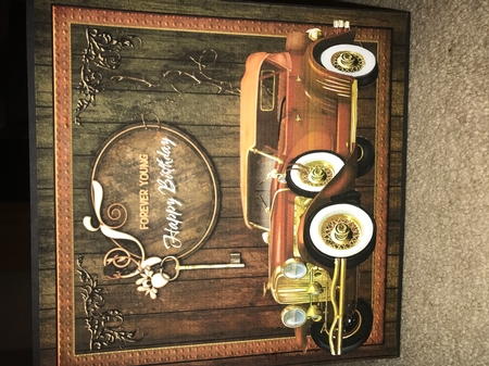 Forever Young Vintage Car Card Front 3 by Louise Parr