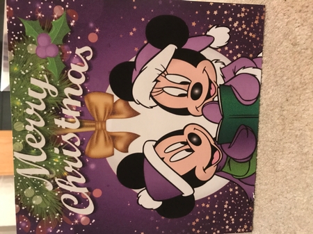 Mr and Mrs Mouse Carol singing with purple santa hats 8x8 by Louise Parr