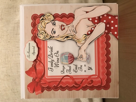 I only Drink Wine humor  8x8 by Louise Parr
