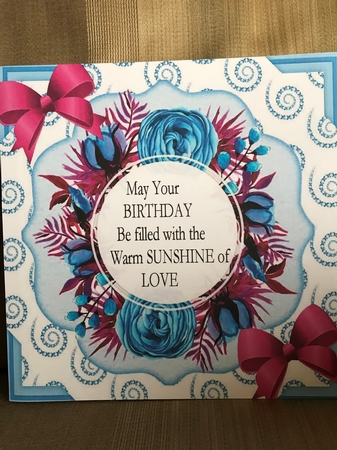 Birthday filled with sunshine and love floral pink bow 8x8 by Louise Parr