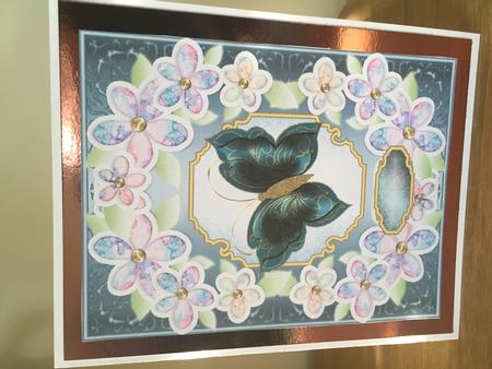 Large Floral Card Front with Butterfly 3 by Louise Parr