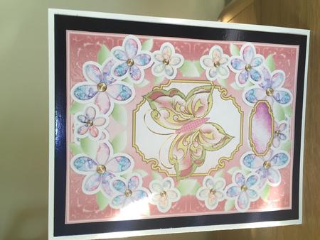 Large Floral Card Front with Butterfly 5 by Louise Parr