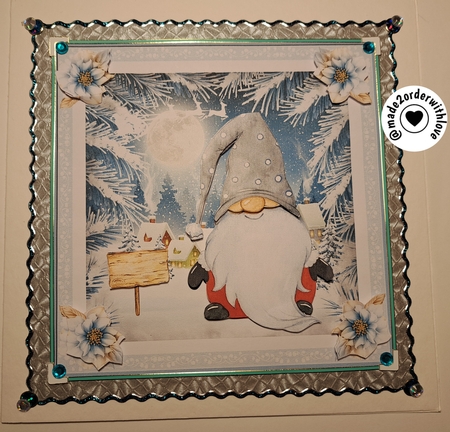 Christmas Gnome 7x7ins Decoupage Topper 5 by Lucy Evison-Birks