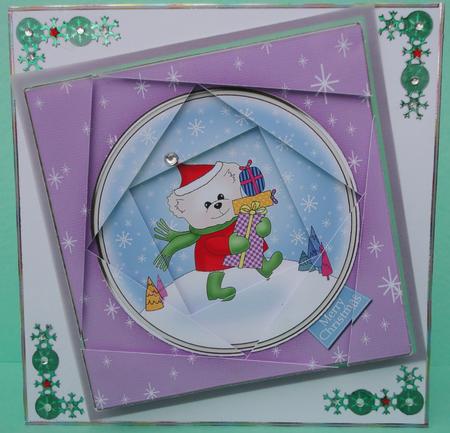 Xmas Teddy Quick Card Twisted Spiral Side Stacker by Lyn Ainscough-Ambrose