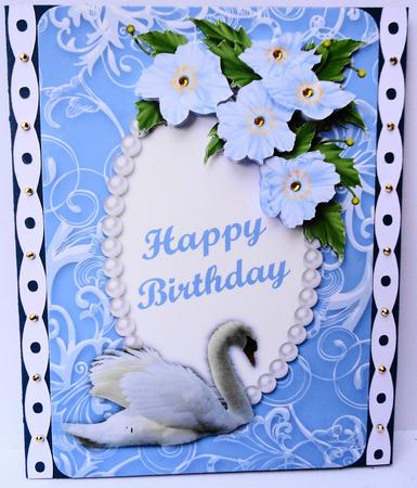 Blue Swan Card Front by Lyn Ainscough-Ambrose
