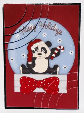 Christmas Panda Snowglobe Duo Corner Stacker 1 by Lyn Ainscough-Ambrose