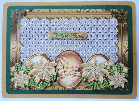 Gold Poinsettia Snowy Village Large Dl Card Kit by Lyn Ainscough-Ambrose